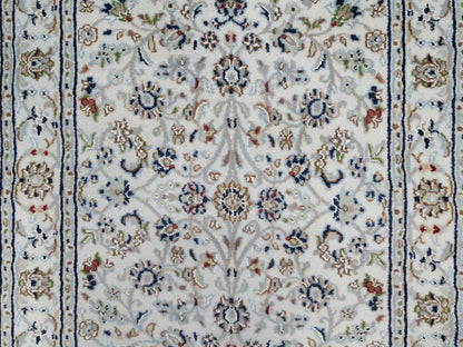 Ivory 2'9" x 14'0" Fine Oriental Hand knotted Wool/Silk Rug - Sku: O091011