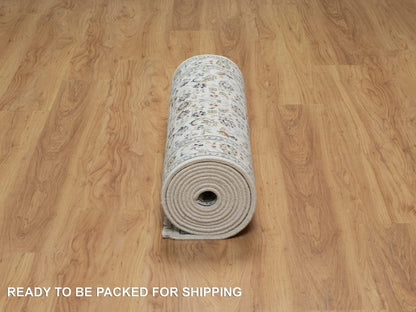 Nain Traditional hand-knotted wool/silk runner in Ivory, 2'9" x 14'0", SKU O091011