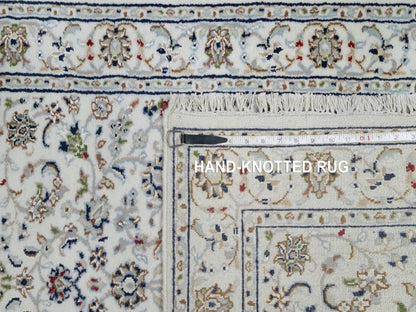 Ivory 2'9" x 14'0" Fine Oriental Hand knotted Wool/Silk Rug - Sku: O091011