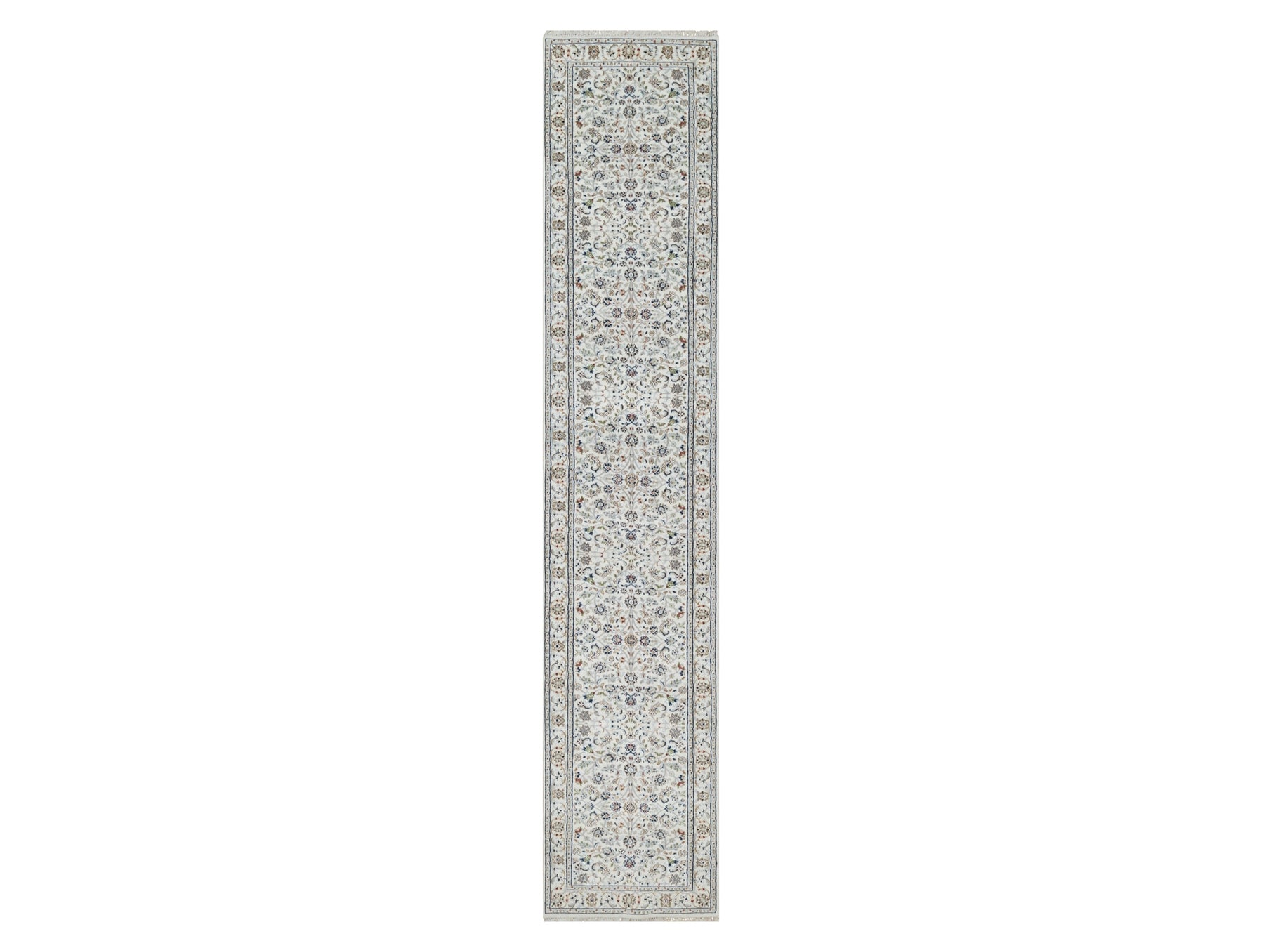 Ivory 2'9" x 14'1" Traditional Hand knotted Wool/Silk Rug - Sku: O091012