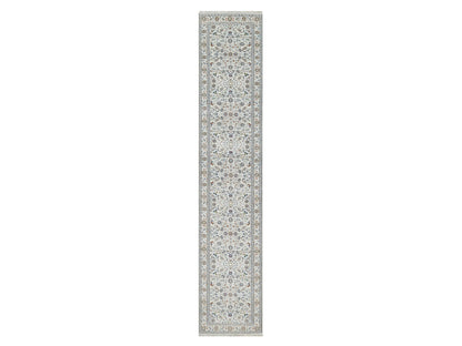 Ivory 2'9" x 14'1" Fine Oriental Hand knotted Wool/Silk Rug - Sku: O091012