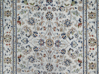 Ivory 2'9" x 14'1" Fine Oriental Hand knotted Wool/Silk Rug - Sku: O091012