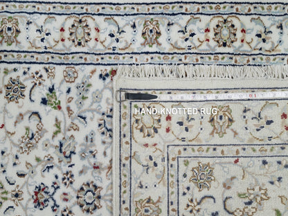 Ivory 2'9" x 14'1" Fine Oriental Hand knotted Wool/Silk Rug - Sku: O091012