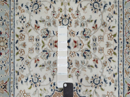 Ivory 2'5" x 10'0" Fine Oriental Hand knotted Wool/Silk Rug - Sku: O091013