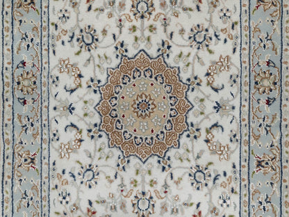 Ivory 2'5" x 10'0" Fine Oriental Hand knotted Wool/Silk Rug - Sku: O091013