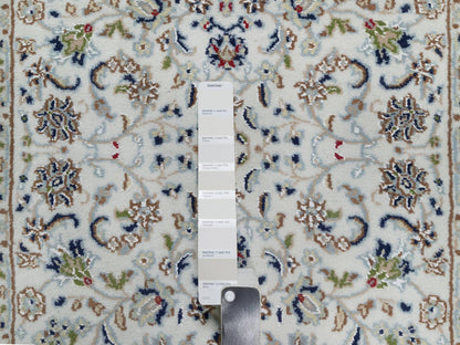 Ivory 2'8" x 14'0" Fine Oriental Hand knotted Wool/Silk Rug - Sku: O091015