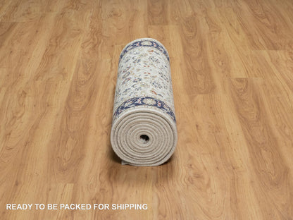 Ivory 2'8" x 14'0" Fine Oriental Hand knotted Wool/Silk Rug - Sku: O091015