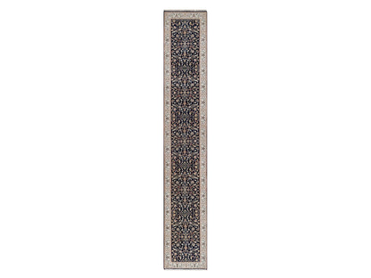 Nain Traditional hand-knotted wool/silk runner in Blue, 2'7" x 16'0", SKU O091016
