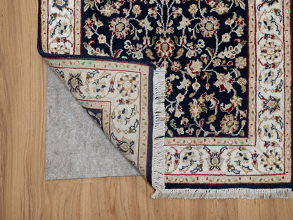 Nain Traditional hand-knotted wool/silk runner in Blue, 2'7" x 16'0", SKU O091016