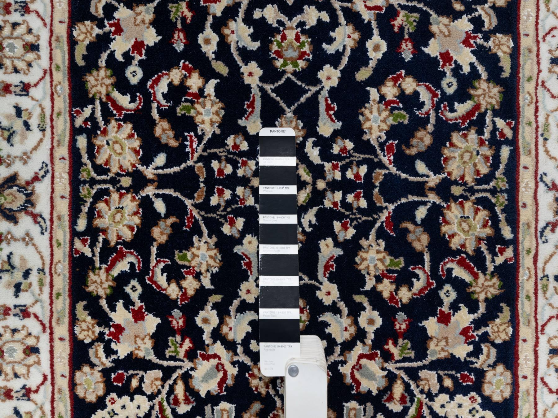Nain Traditional hand-knotted wool/silk runner in Blue, 2'7" x 16'0", SKU O091016