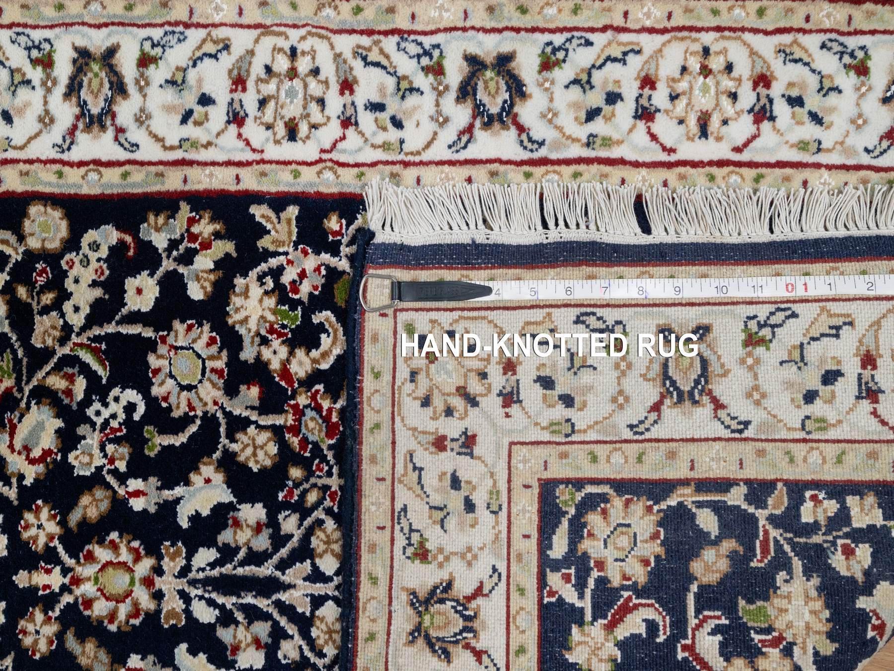 Nain Traditional hand-knotted wool/silk runner in Blue, 2'7" x 16'0", SKU O091016