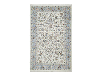 Nain Traditional hand-knotted wool/silk rug in Ivory, 5'7" x 9'0", SKU O091017
