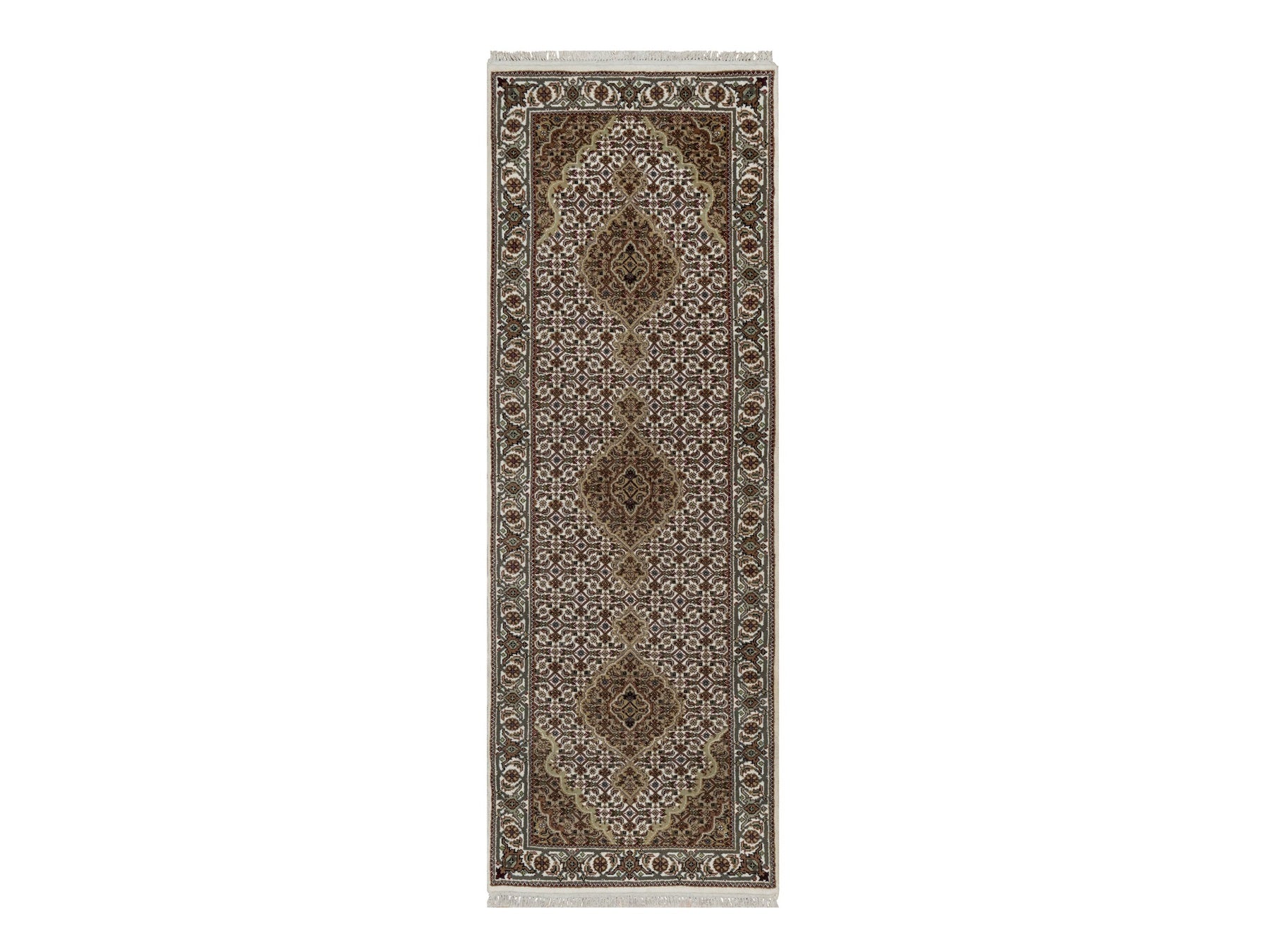 Tabriz Traditional hand-knotted wool runner in Ivory, 2'10" x 8'0", SKU O091025