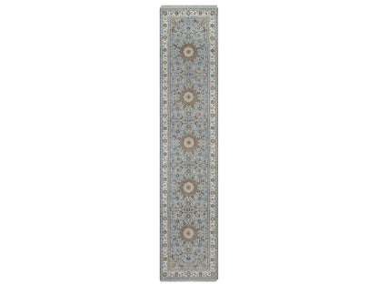 Nain Traditional hand-knotted wool/silk runner in Blue, 2'8" x 12'9", SKU O091026
