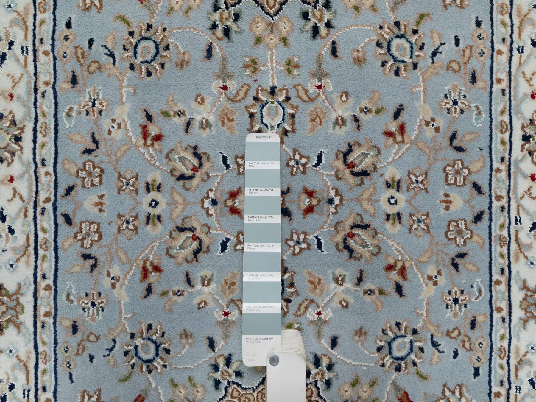 Nain Traditional hand-knotted wool/silk runner in Blue, 2'8" x 12'9", SKU O091026