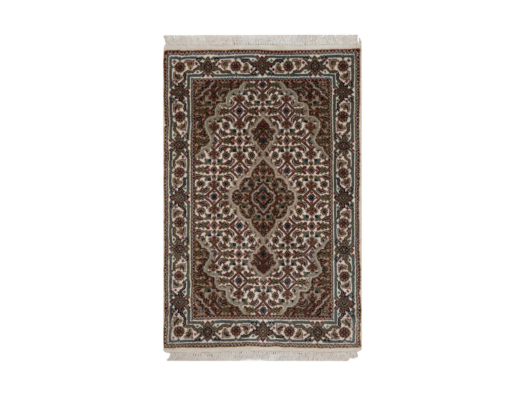 Tabriz Traditional hand-knotted wool rug in Ivory, 2'0" x 3'0", SKU O091030