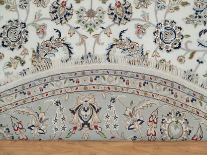 Ivory 8'0" x 8'0" Fine Oriental Hand knotted Wool/Silk Rug - Sku: O091032