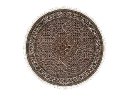 Ivory 7'6" x 7'6" Fine Oriental Hand knotted Wool Rug - Sku: O091042