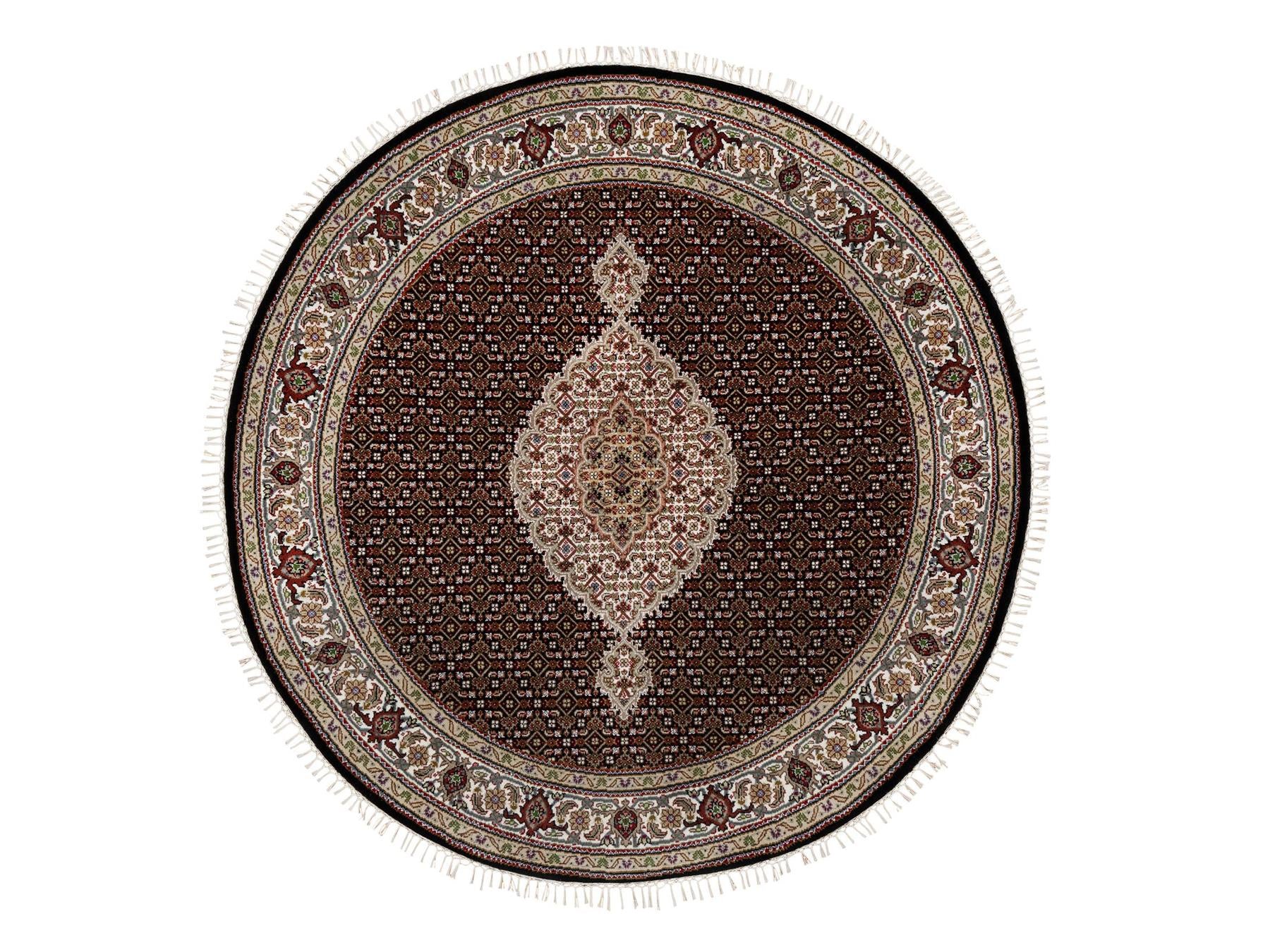 Tabriz Traditional hand-knotted wool rug in Black, 6'0" x 6'0", SKU O091043