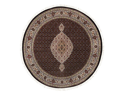 Tabriz Traditional hand-knotted wool rug in Black, 6'0" x 6'0", SKU O091043