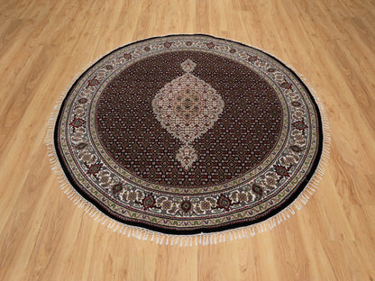 Tabriz Traditional hand-knotted wool rug in Black, 6'0" x 6'0", SKU O091043