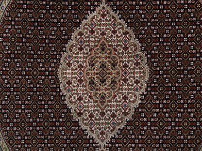 Tabriz Traditional hand-knotted wool rug in Black, 6'0" x 6'0", SKU O091043