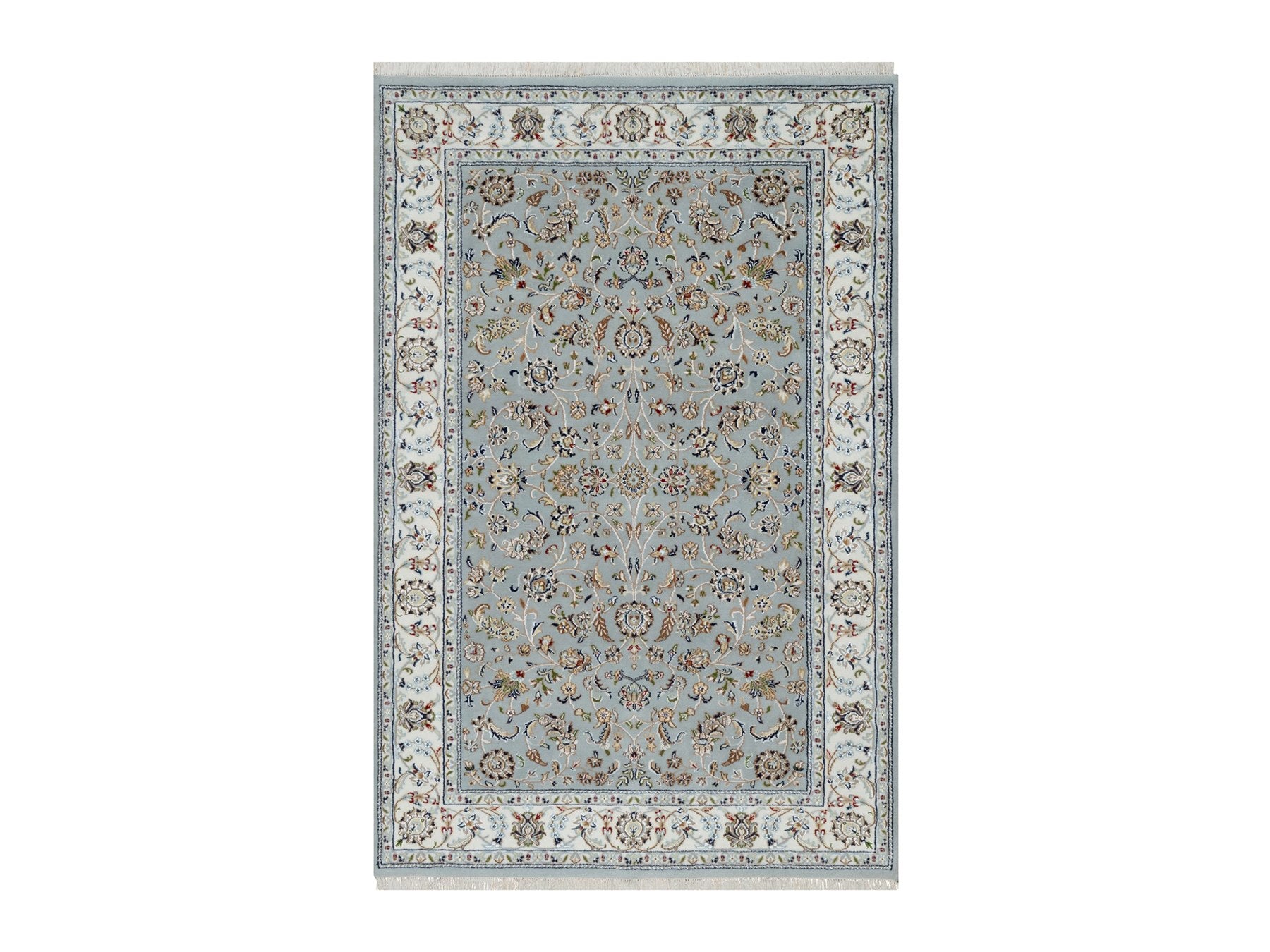 Nain Traditional hand-knotted wool/silk rug in Blue, 5'0" x 8'0", SKU O091052