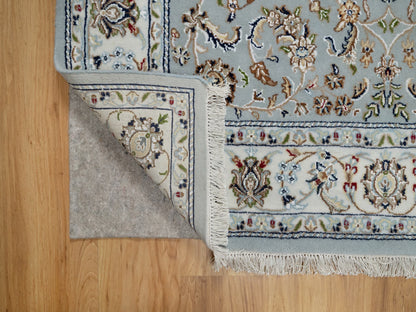 Blue 5'0" x 8'0" Fine Oriental Hand knotted Wool/Silk Rug - Sku: O091052