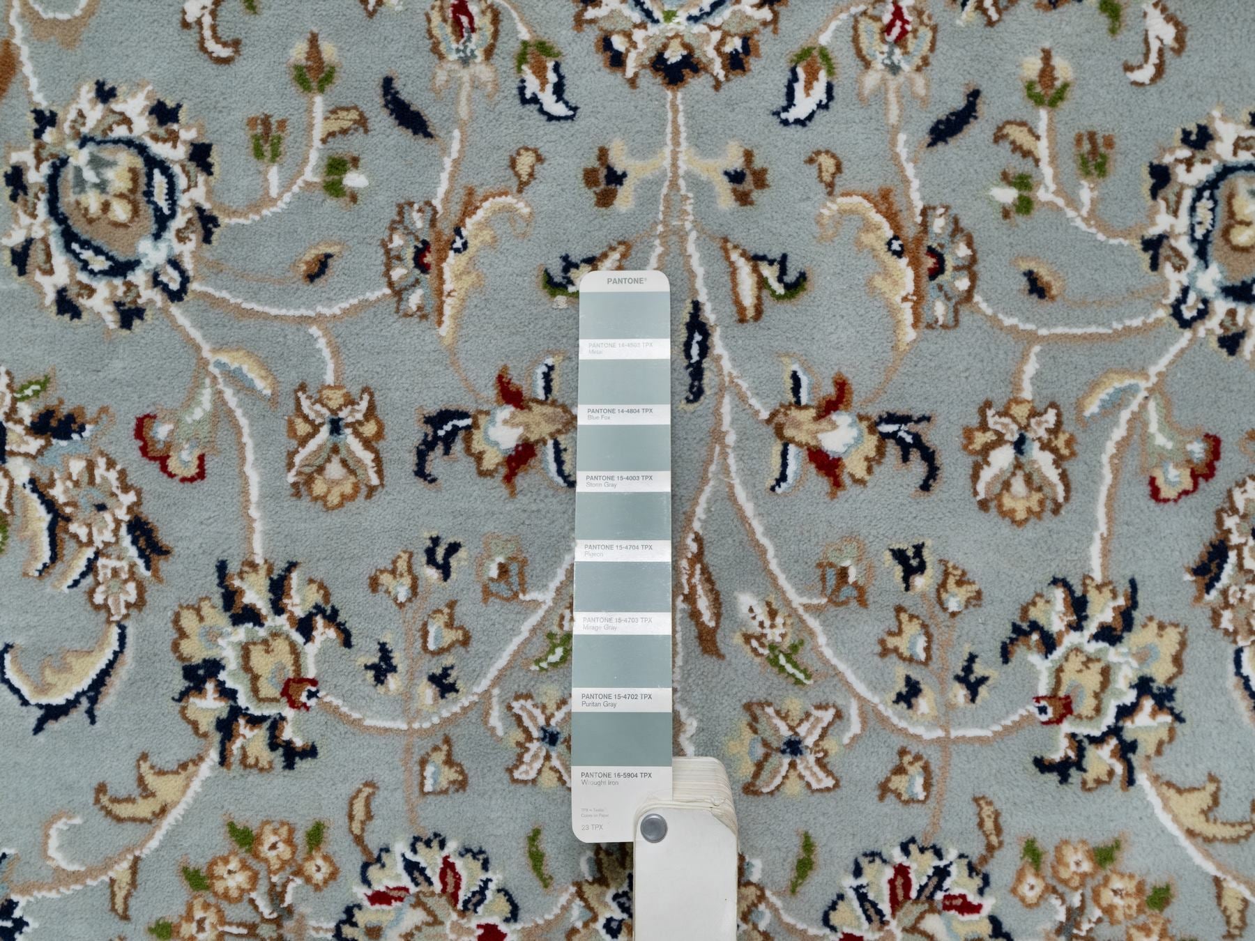 Nain Traditional hand-knotted wool/silk rug in Blue, 5'0" x 8'0", SKU O091052