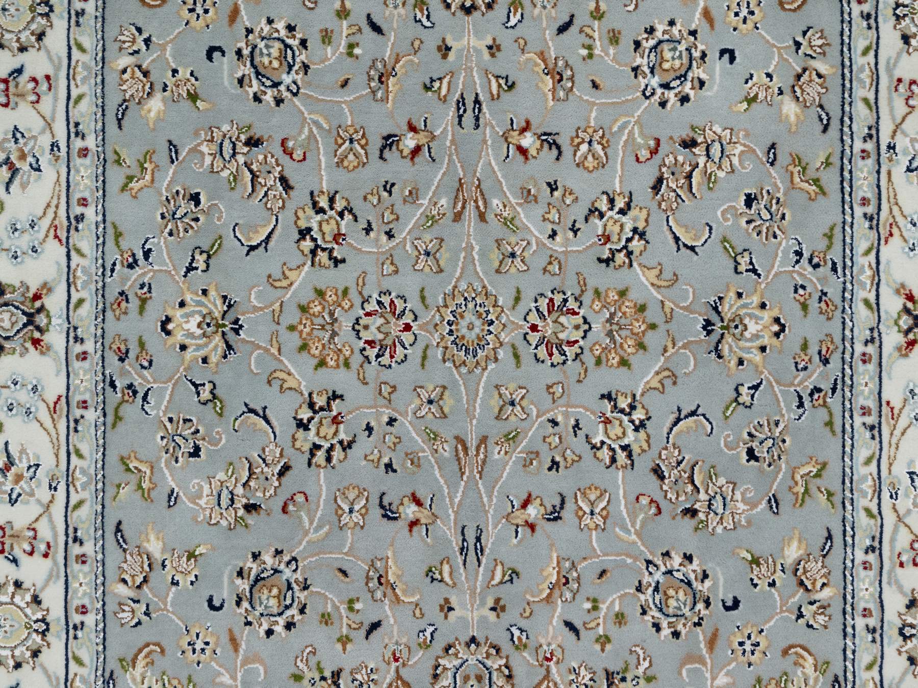 Nain Traditional hand-knotted wool/silk rug in Blue, 5'0" x 8'0", SKU O091052