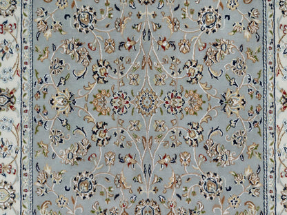 Nain Traditional hand-knotted wool/silk rug in Blue, 5'0" x 8'0", SKU O091052