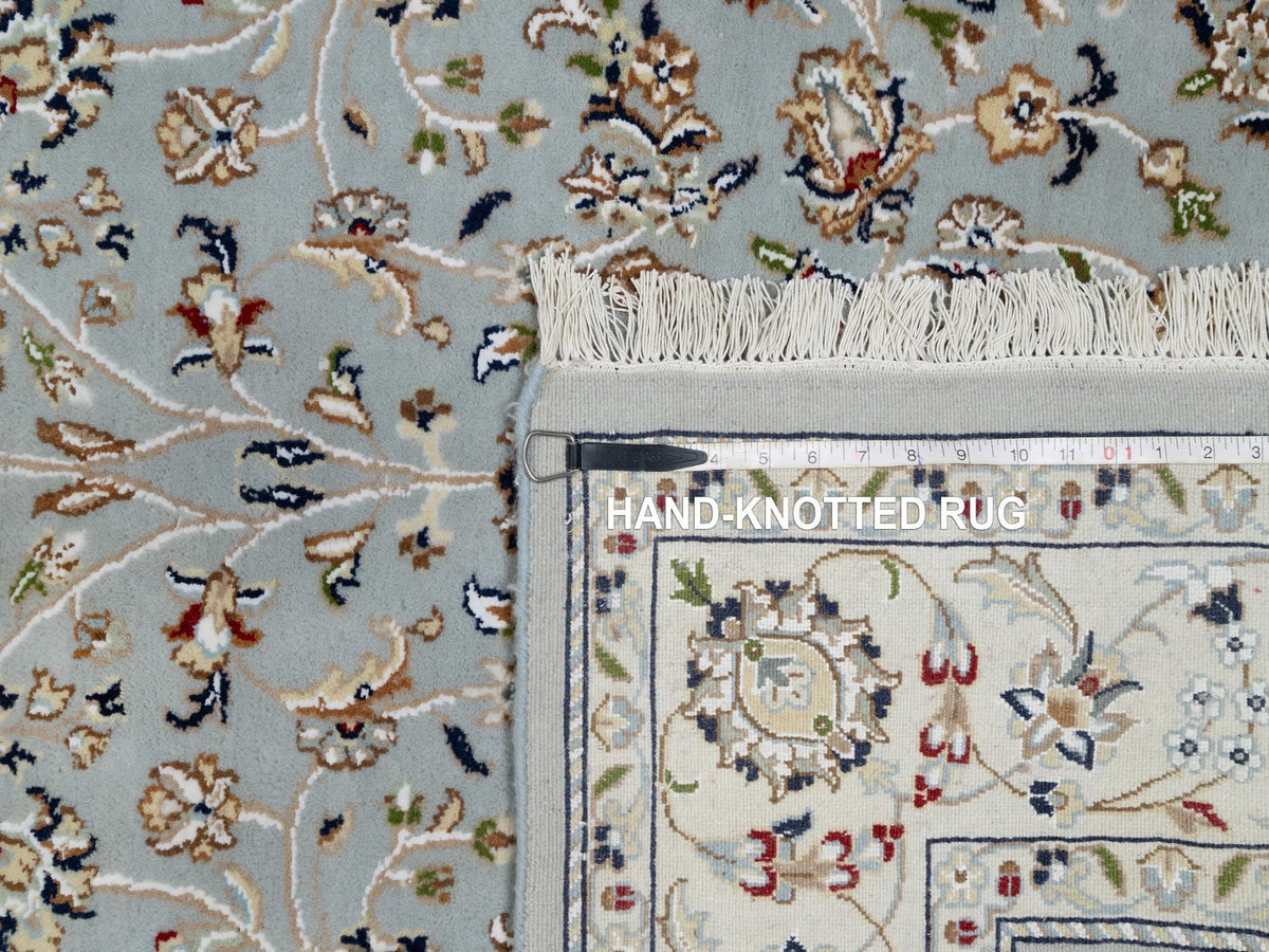 Nain Traditional hand-knotted wool/silk rug in Blue, 5'0" x 8'0", SKU O091052
