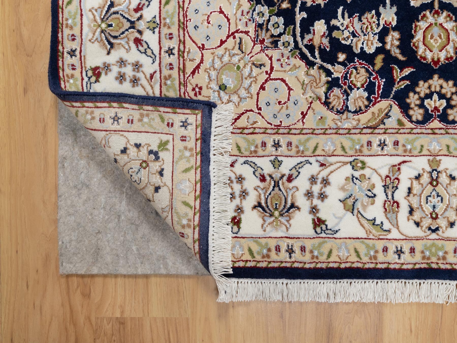 Nain Traditional hand-knotted wool/silk rug in Blue, 5'0" x 5'0", SKU O091054