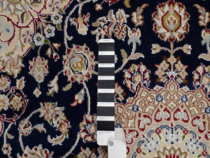 Nain Traditional hand-knotted wool/silk rug in Blue, 5'0" x 5'0", SKU O091054