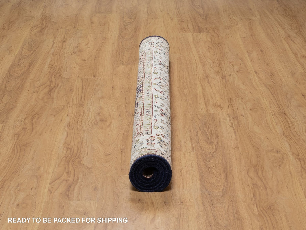 Nain Traditional hand-knotted wool/silk rug in Blue, 5'0" x 5'0", SKU O091054