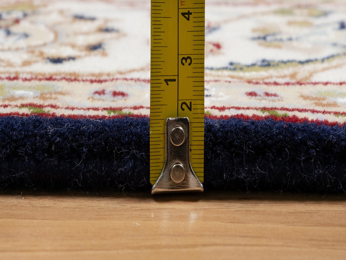 Nain Traditional hand-knotted wool/silk rug in Blue, 5'0" x 5'0", SKU O091054
