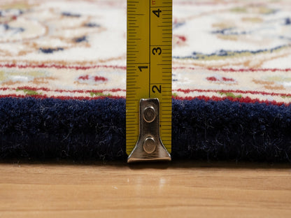 Nain Traditional hand-knotted wool/silk rug in Blue, 5'0" x 5'0", SKU O091054