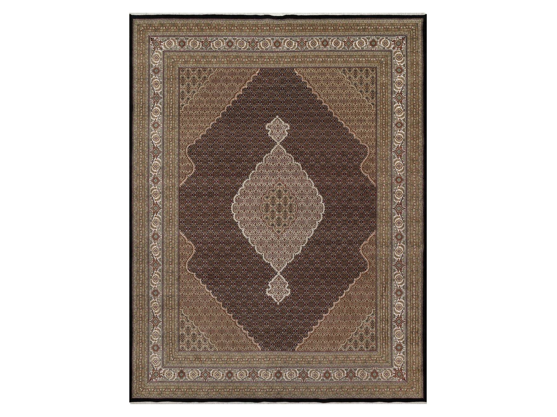 Tabriz Traditional hand-knotted wool rug in Black, 11'8" x 15'2", SKU O091056