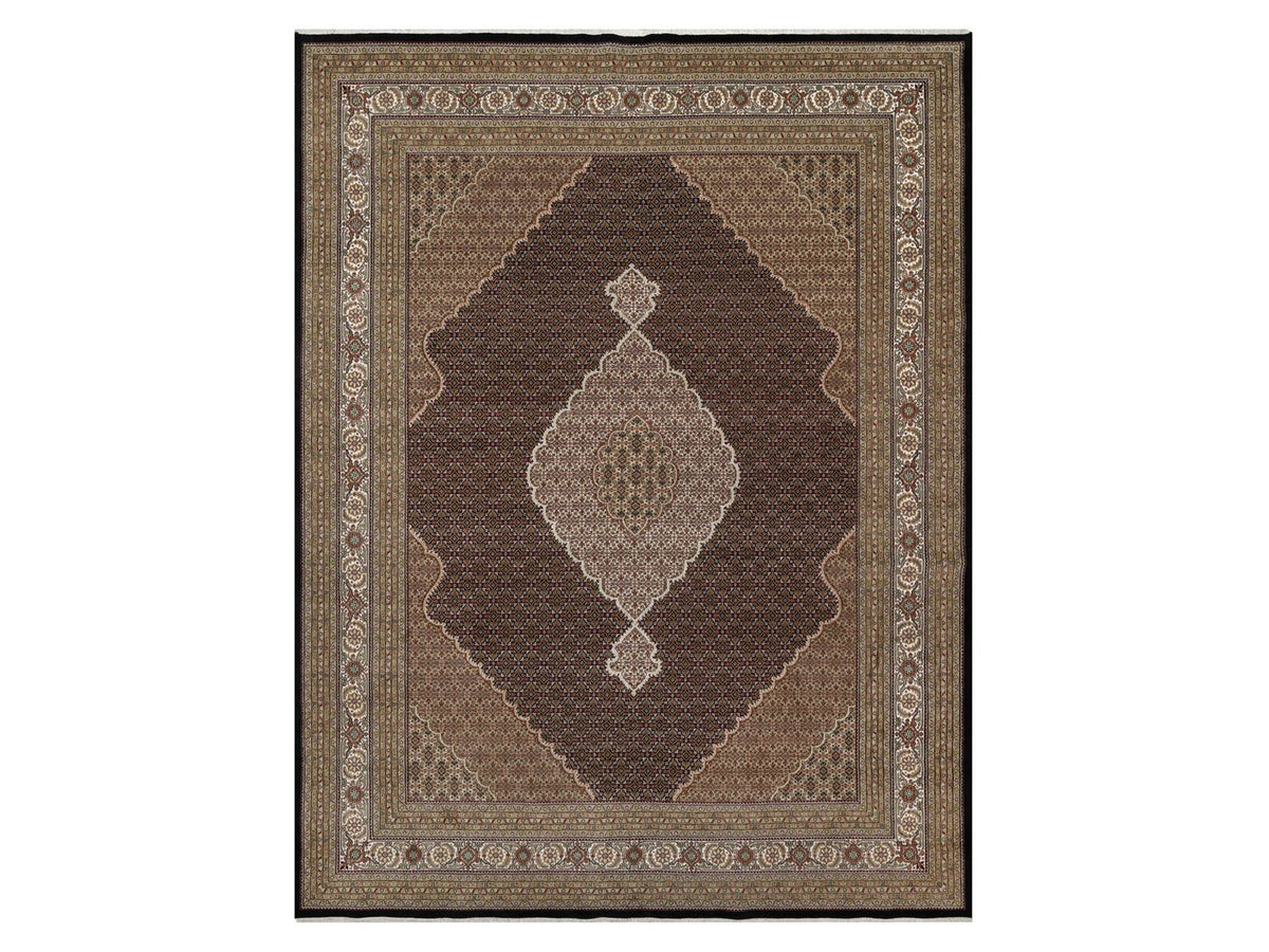 Tabriz Traditional hand-knotted wool rug in Black, 11'8" x 15'2", SKU O091056