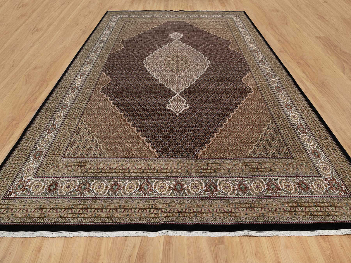 Tabriz Traditional hand-knotted wool rug in Black, 11'8" x 15'2", SKU O091056
