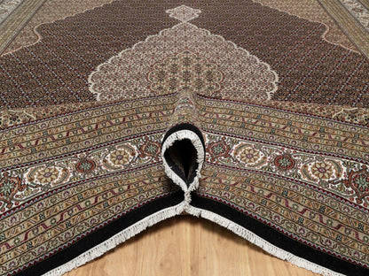 Tabriz Traditional hand-knotted wool rug in Black, 11'8" x 15'2", SKU O091056