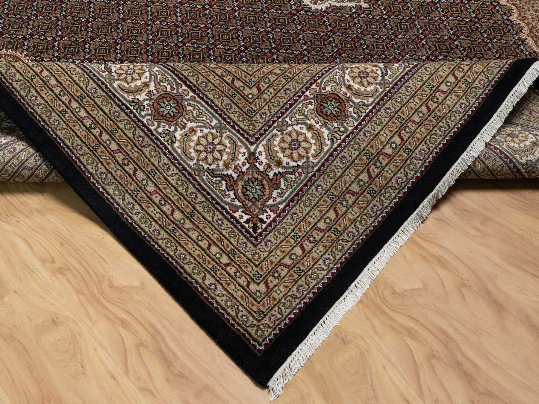 Tabriz Traditional hand-knotted wool rug in Black, 11'8" x 15'2", SKU O091056
