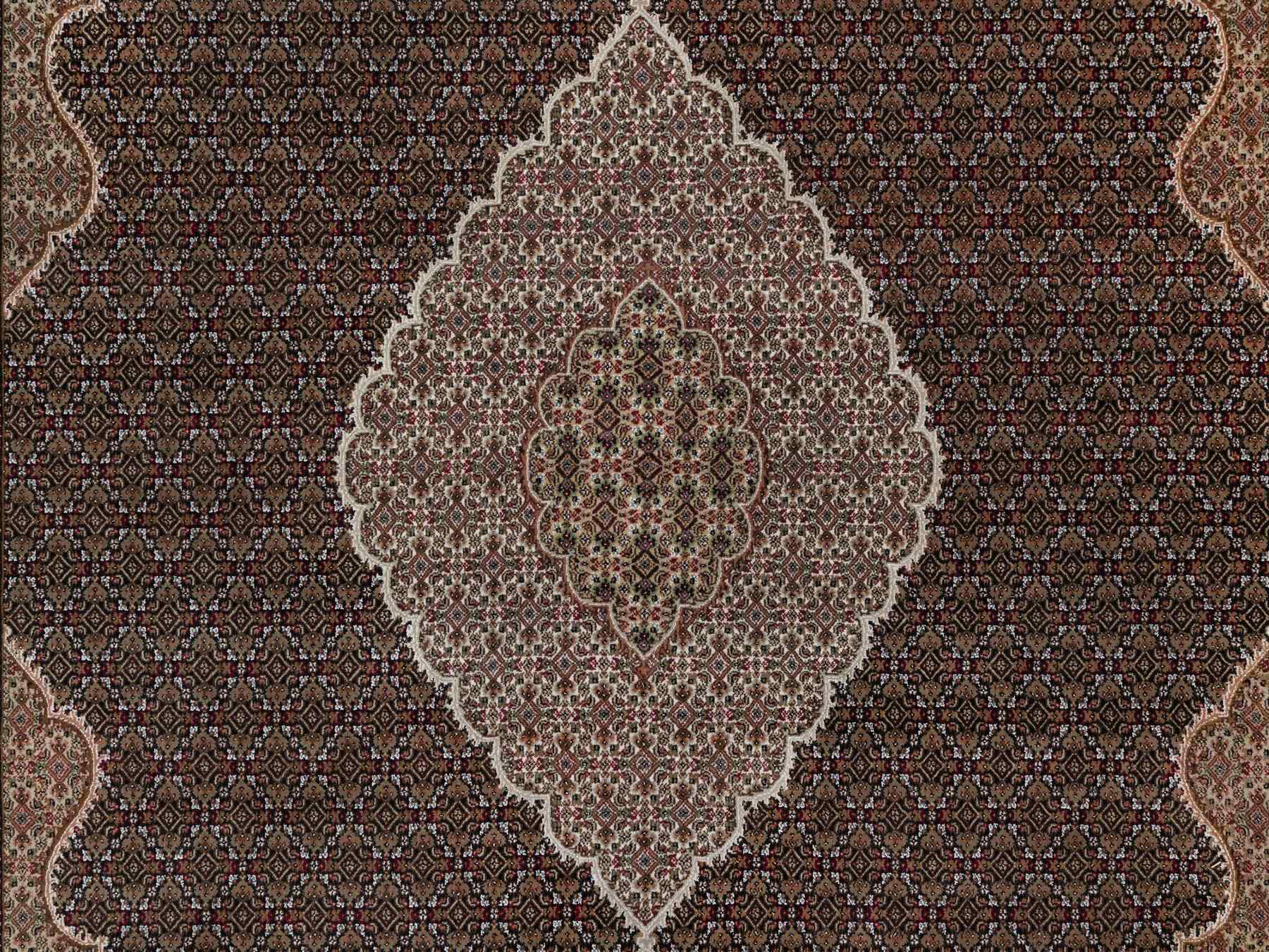 Tabriz Traditional hand-knotted wool rug in Black, 11'8" x 15'2", SKU O091056