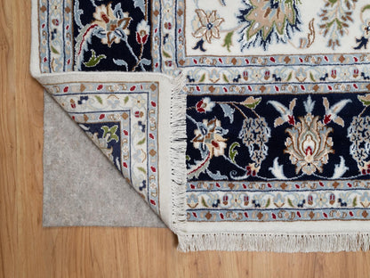 Ivory 7'8" x 7'9" Fine Oriental Hand knotted Wool/Silk Rug - Sku: O091058