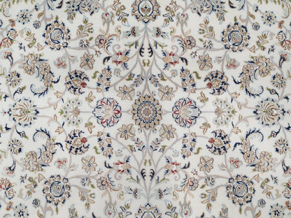 Ivory 7'8" x 7'9" Fine Oriental Hand knotted Wool/Silk Rug - Sku: O091058