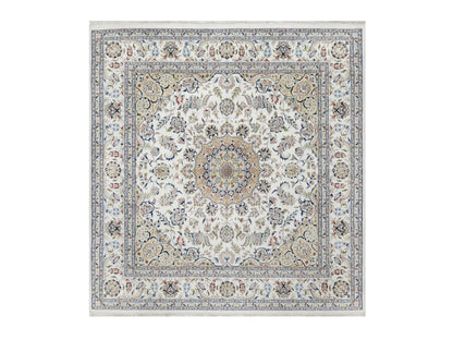 Ivory 9'10" x 10'2" Fine Oriental Hand knotted Wool/Silk Rug - Sku: O091059