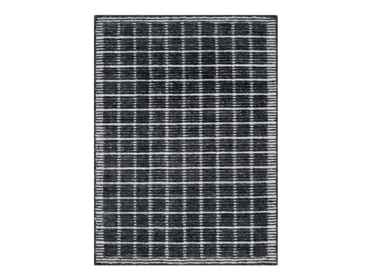 Modern / Contemporary hand-knotted wool rug in Black, 2'3" x 3'1", SKU O091065