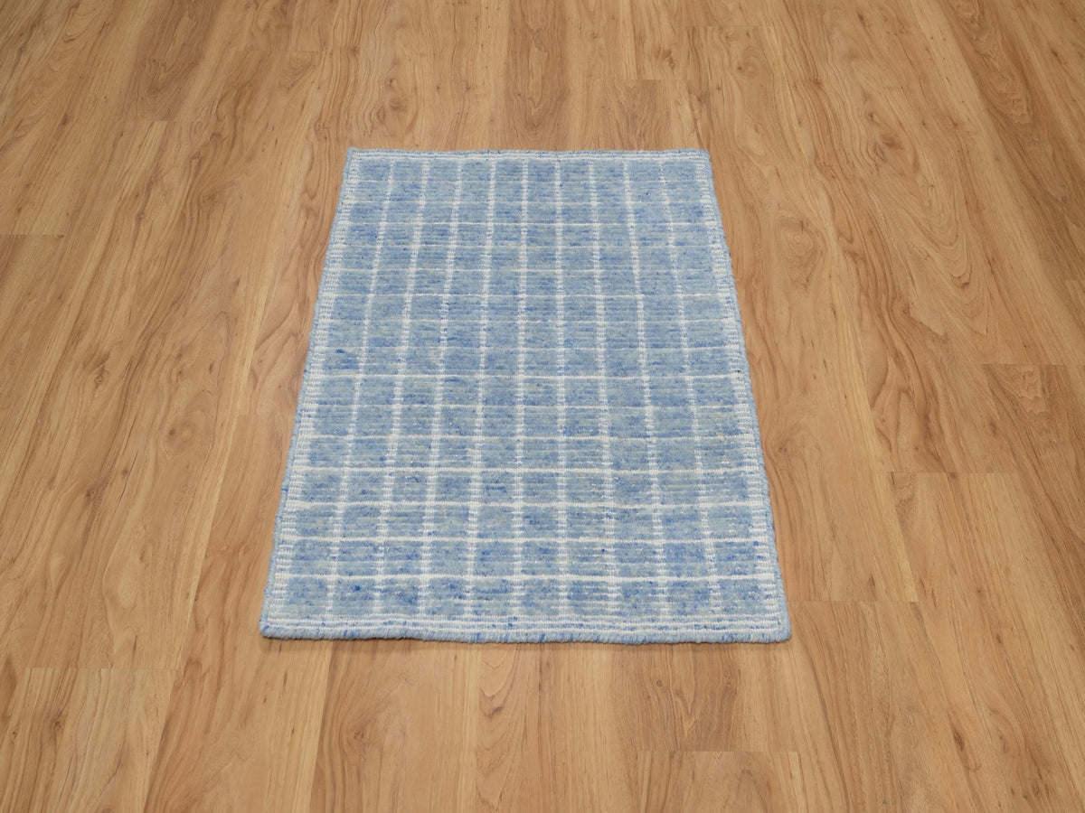 Modern / Contemporary hand-knotted wool rug in Blue, 2'4" x 3'0", SKU O091072