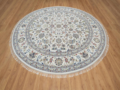 Ivory 9'8" x 9'8" Fine Oriental Hand knotted Wool/Silk Rug - Sku: O091075