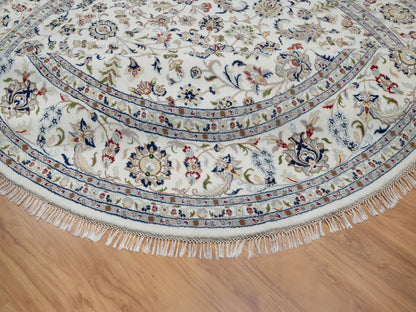 Ivory 9'8" x 9'8" Fine Oriental Hand knotted Wool/Silk Rug - Sku: O091075